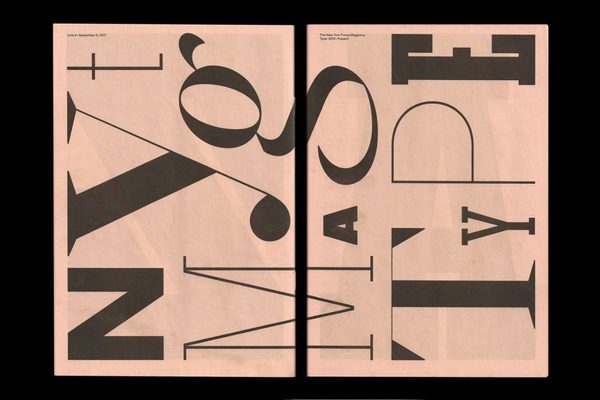 Newsprint specimen for NYT Mag exhibition of bespoke typography at the Type Directors Club. Printed by Newspaper Club.