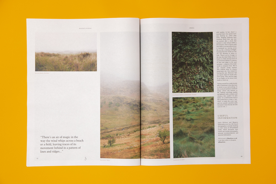 Spread from Beasley, a newspaper for drinks company Seedlip, featuring photography by Haarkon. Printed as a tabloid by Newspaper Club.