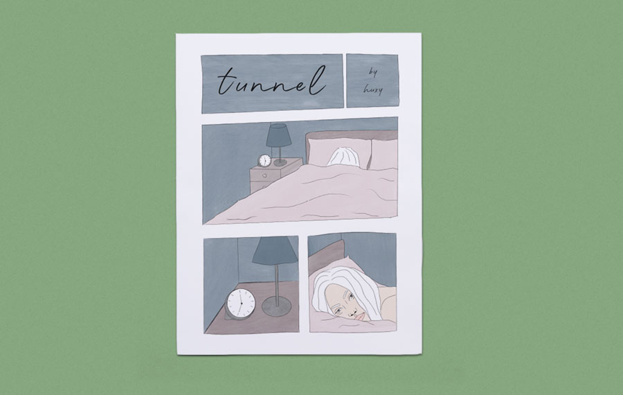 Tunnel, a comic about depression illustrated by Hux Johannsdottir. Printed by Newspaper Club.