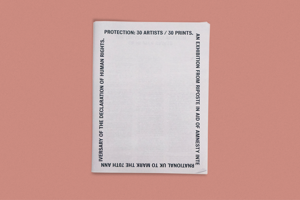 Riposte and Amnesty UK ask 30 artists to illustrate "Protection"