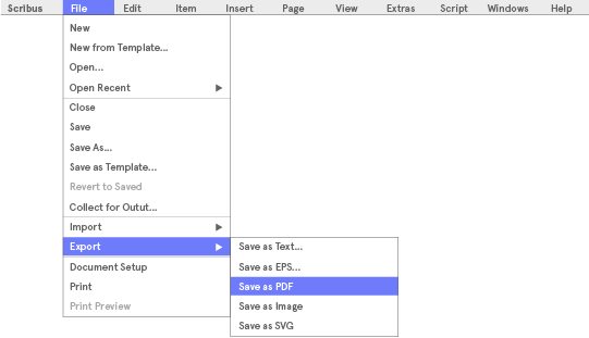 Scribus Export as PDF screenshot