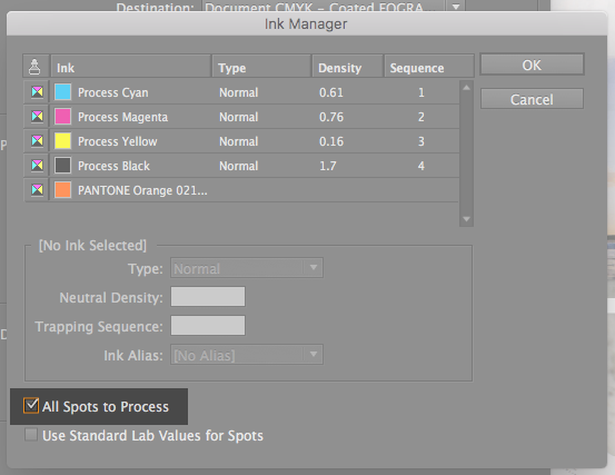 InDesign PDF export screenshot, output tab